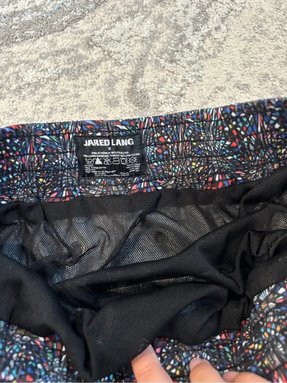 Jared Lang Multicolor Mosaic Swim Shorts with Black Liner